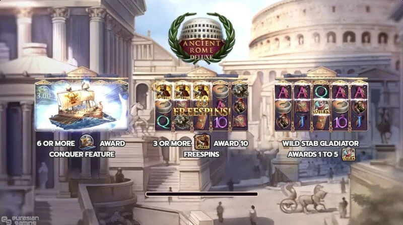 Ancient Rome Deluxe AI - màn hình chính của trục quay và giao diện