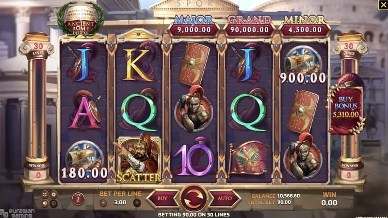 Ancient Rome Deluxe AI - màn hình tiền thưởng với phần thưởng bổ sung