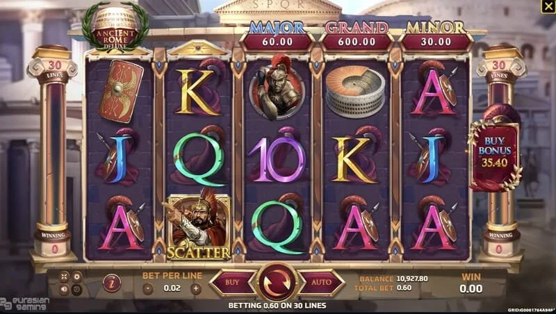 Ancient Rome Deluxe AI - Scatter và vòng quay miễn phí